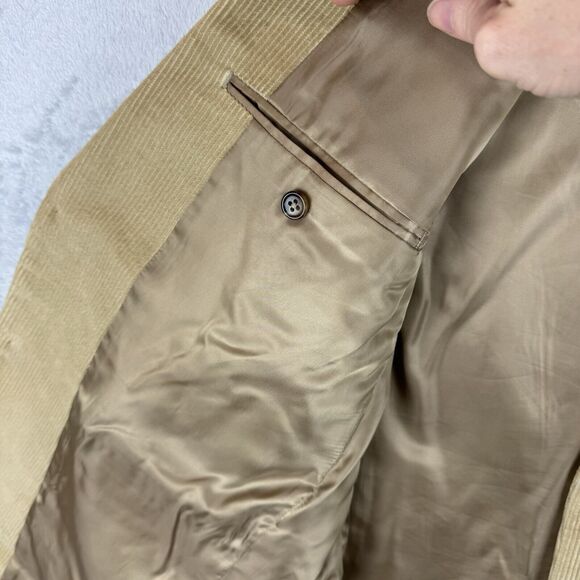 Lauren Ralph Lauren Corduroy Sports Jacket Blazer 40R Tan Silk Lined Knotted - Picture 6 of 10